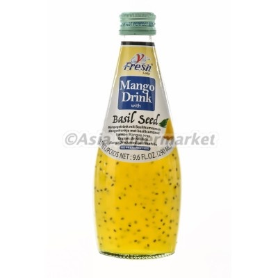 Mango juice with basil seeds